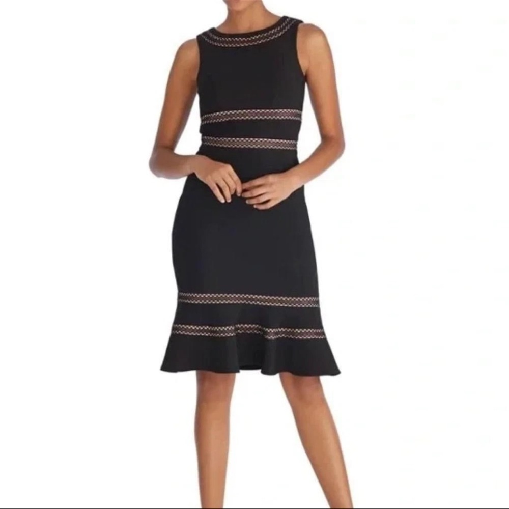White House Black Market Black Midi Dress with Contrast Trim